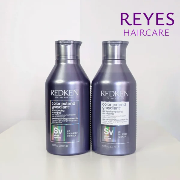 Pack Champú y Acondicionador Redken Color Extend Graydiant para cabellos grises con canas y rubios con mechas.